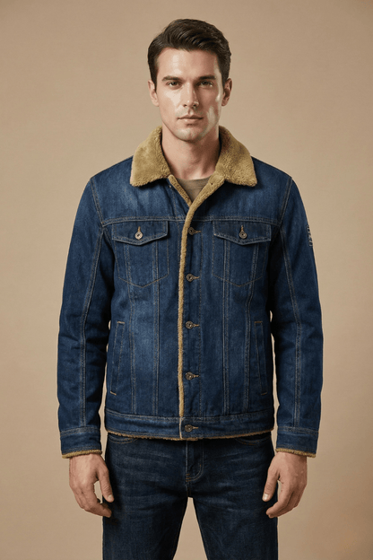 Lined Denim Jacket for Men Button Front Winter Outerwear - Nalani - UK Fashion Clothing and Decor