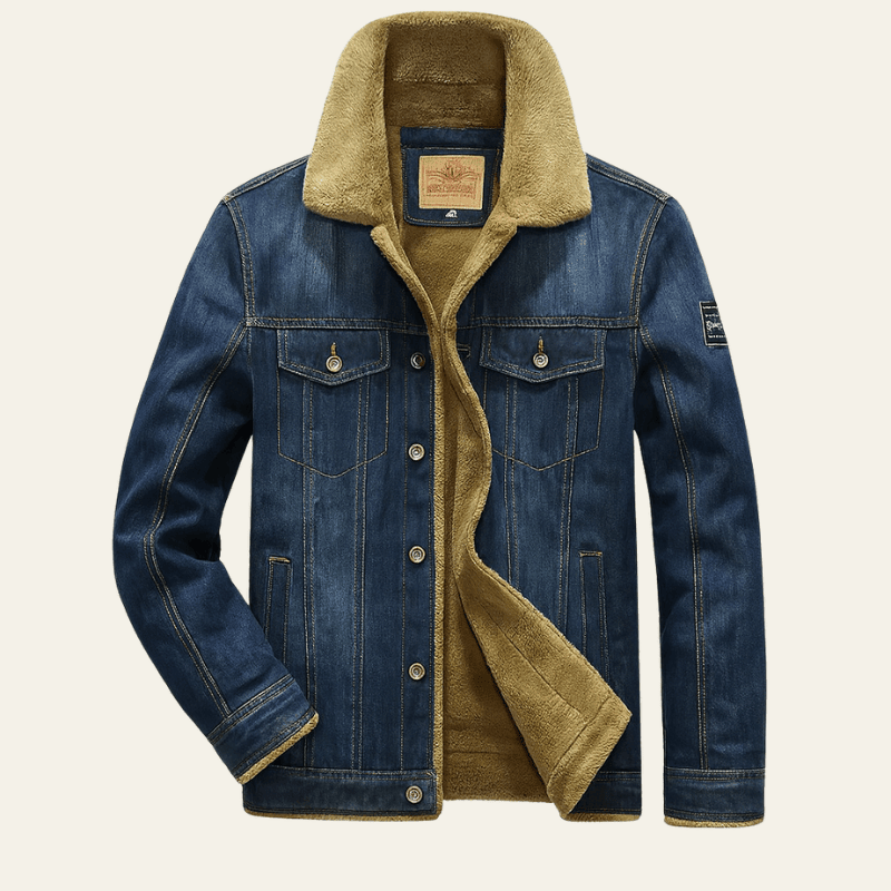 Lined Denim Jacket for Men Button Front Winter Outerwear - Nalani - UK Fashion Clothing and Decor