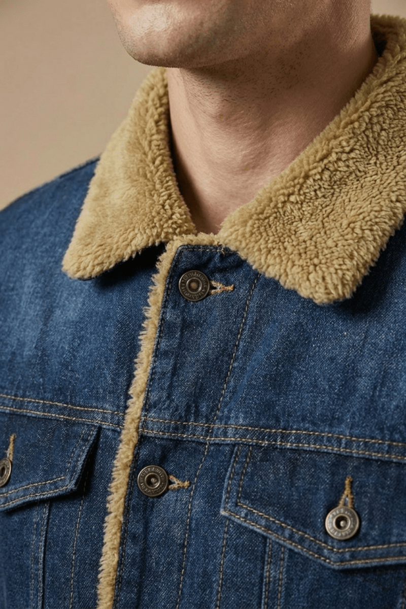 Lined Denim Jacket for Men Button Front Winter Outerwear - Nalani - UK Fashion Clothing and Decor