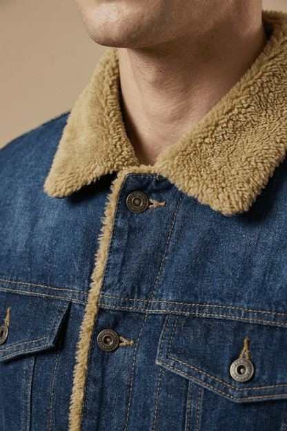 Lined Denim Jacket for Men Button Front Winter Outerwear - Nalani - UK Fashion Clothing and Decor