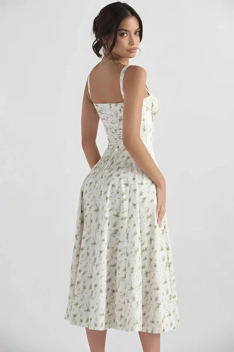 Linsay Dress In Soft Polyester With Corset Bodice And Back Tie - Nalani - Fashion Clothing and Decor