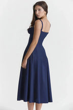 Linsay Dress In Soft Polyester With Corset Bodice And Back Tie - Nalani - Fashion Clothing and Decor