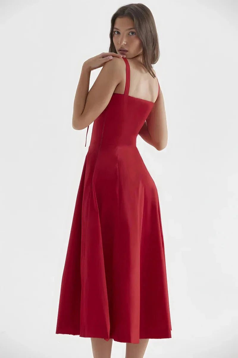Linsay Dress In Soft Polyester With Corset Bodice And Back Tie - Nalani - Fashion Clothing and Decor