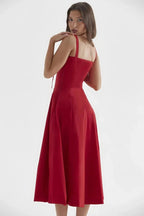 Linsay Dress In Soft Polyester With Corset Bodice And Back Tie - Nalani - Fashion Clothing and Decor