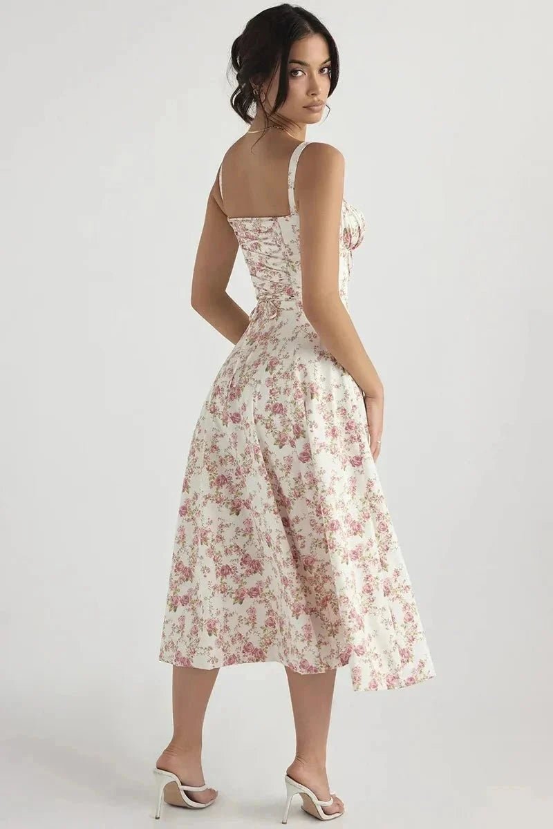 Linsay Dress In Soft Polyester With Corset Bodice And Back Tie - Nalani - Fashion Clothing and Decor