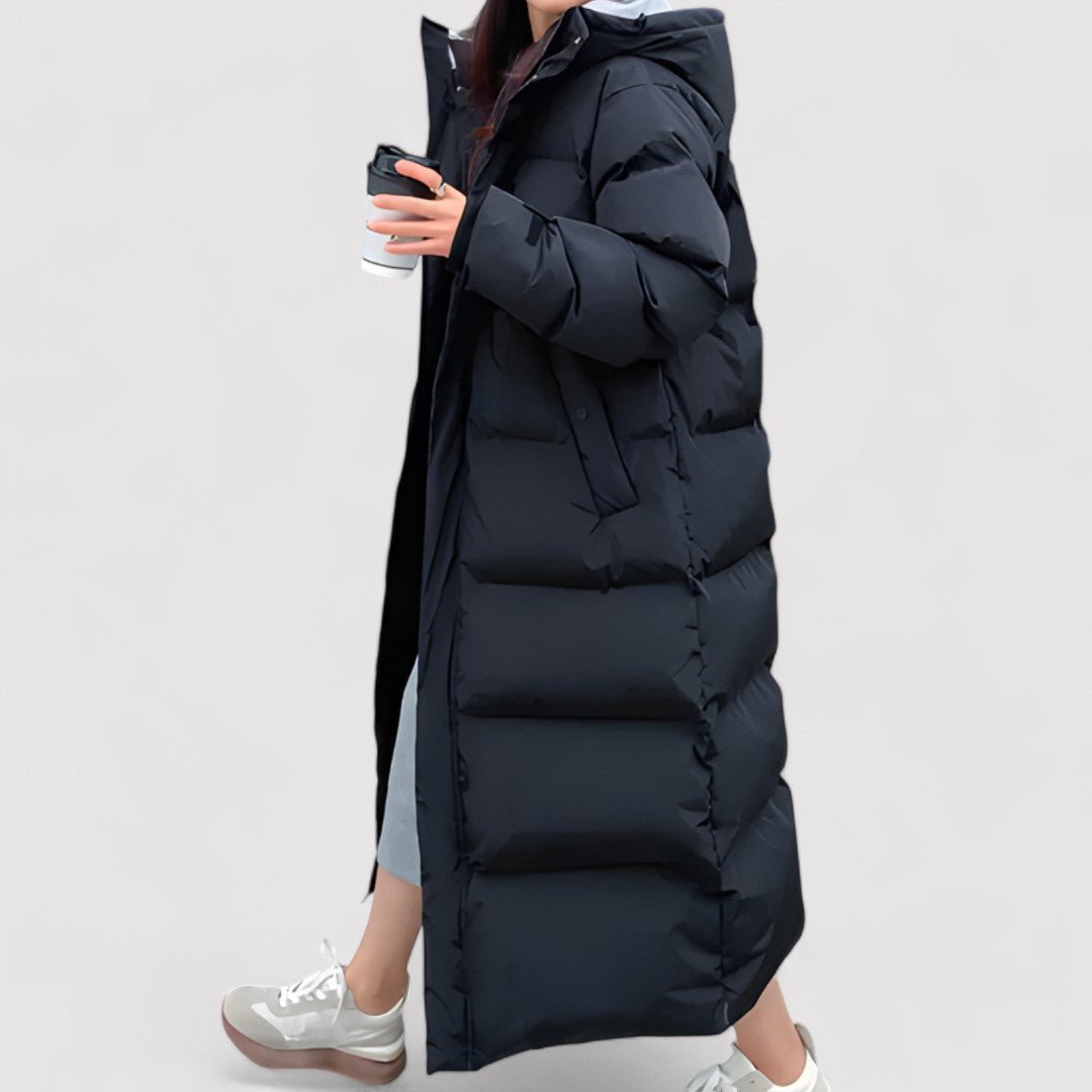 Long Black Waterproof Hooded Puffer Parka Jacket For Women - Nalani - UK Fashion Clothing and Decor