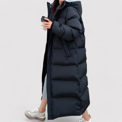Long Black Waterproof Hooded Puffer Parka Jacket For Women - Nalani - UK Fashion Clothing and Decor