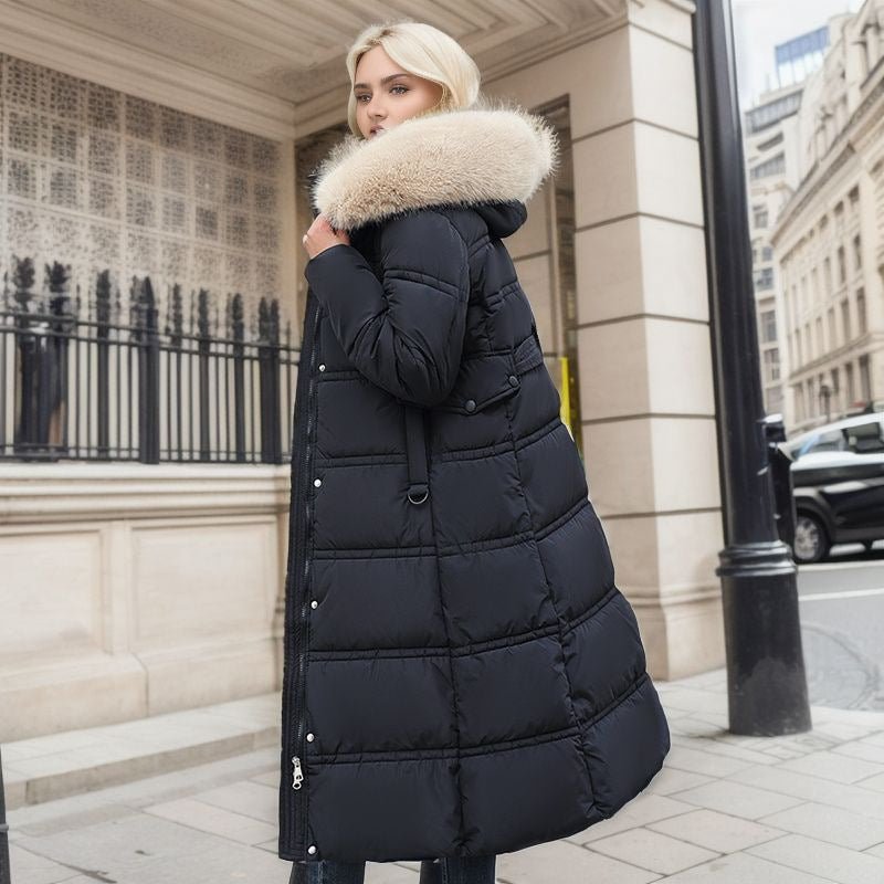 Long Winter Coat For Women With Fur Collar And Belt - Nalani - UK Fashion Clothing and Decor