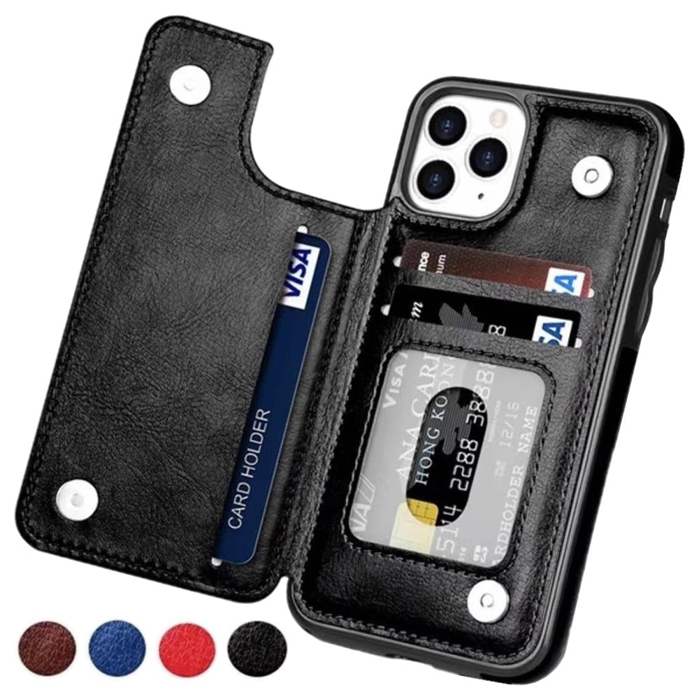 Luxury Leather Phone Case With Card Slots Magnetic Closure - Nalani - UK Fashion Clothing and Decor
