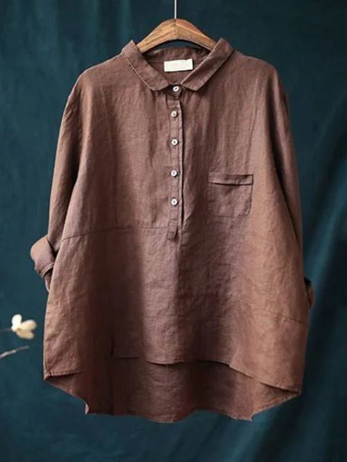 Mareva | Vintage blouse for women with 3/4 sleeves and pockets | with collar and buttons - Nalani - Fashion Clothing and Decor