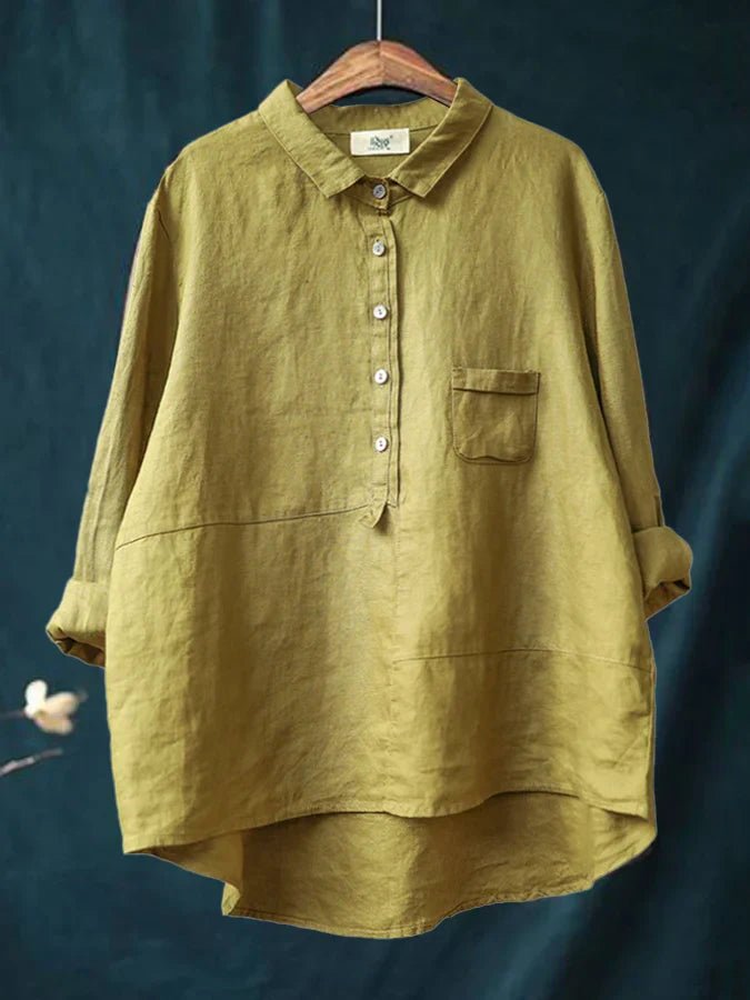 Mareva | Vintage blouse for women with 3/4 sleeves and pockets | with collar and buttons - Nalani - Fashion Clothing and Decor