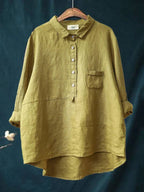 Mareva | Vintage blouse for women with 3/4 sleeves and pockets | with collar and buttons - Nalani - Fashion Clothing and Decor