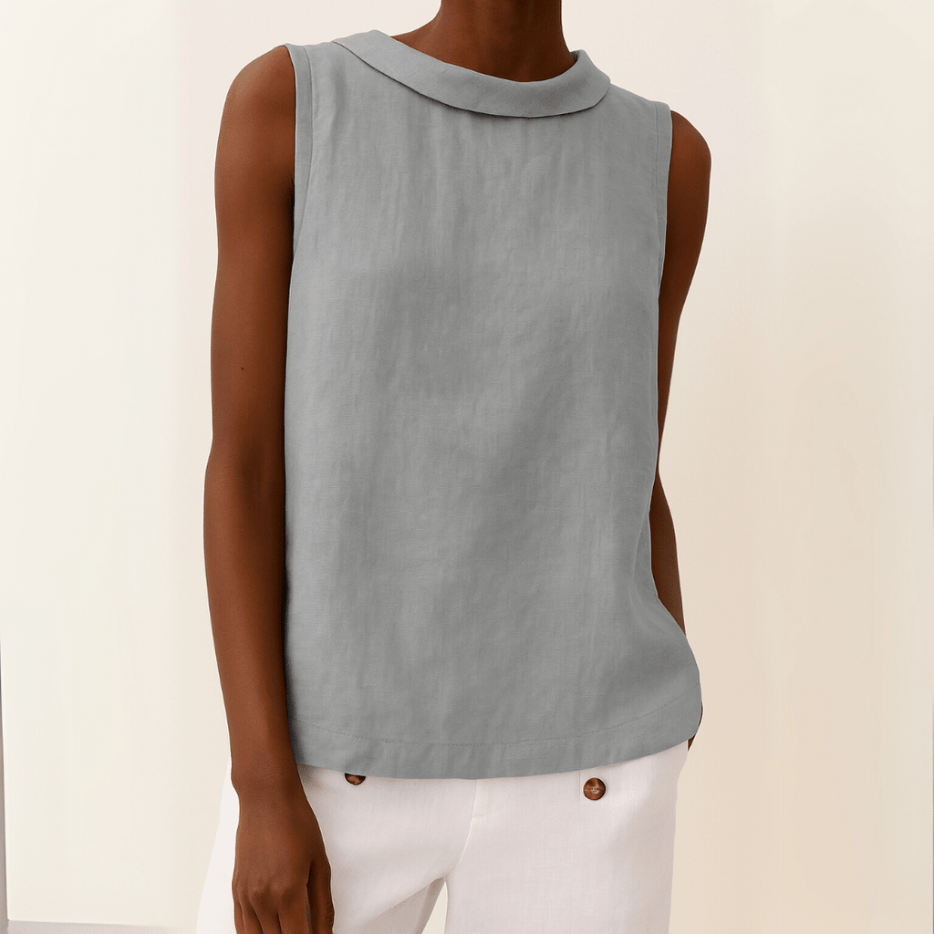 Maria | Sleeveless Roll Collar Top Lightweight Summer Essential - Nalani - Fashion Clothing and Decor