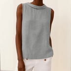 Maria | Sleeveless Roll Collar Top Lightweight Summer Essential - Nalani - Fashion Clothing and Decor