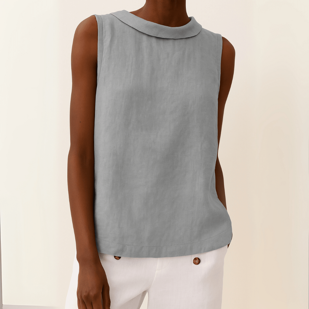Maria | Sleeveless Roll Collar Top Lightweight Summer Essential - Nalani - Fashion Clothing and Decor