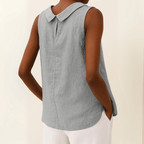 Maria | Sleeveless Roll Collar Top Lightweight Summer Essential - Nalani - Fashion Clothing and Decor