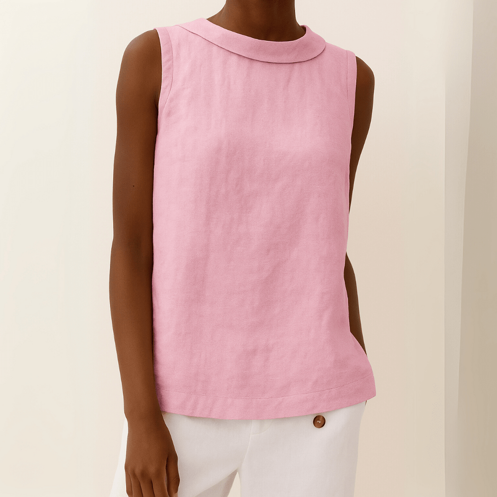 Maria | Sleeveless Roll Collar Top Lightweight Summer Essential - Nalani - Fashion Clothing and Decor
