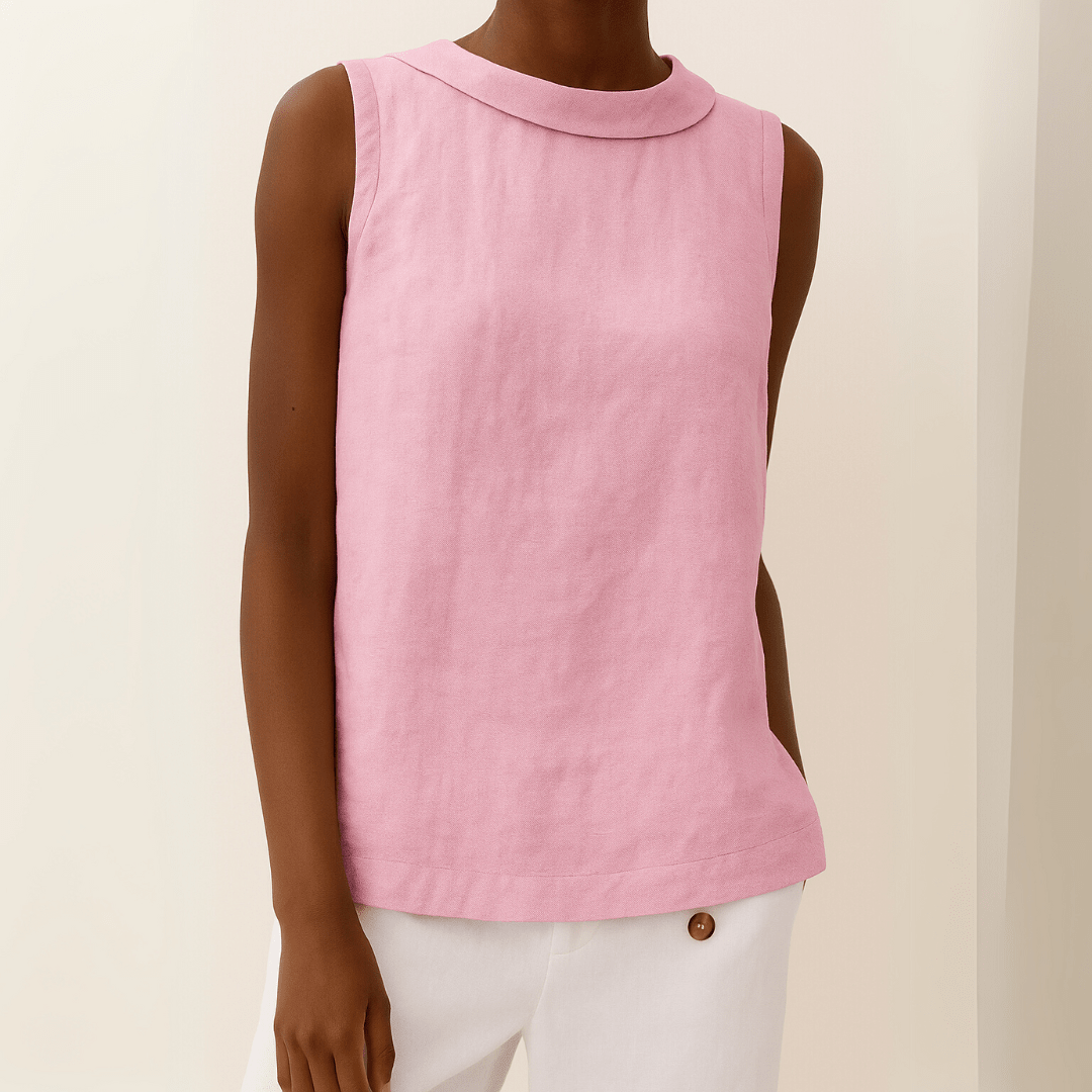 Maria | Sleeveless Roll Collar Top Lightweight Summer Essential - Nalani - Fashion Clothing and Decor