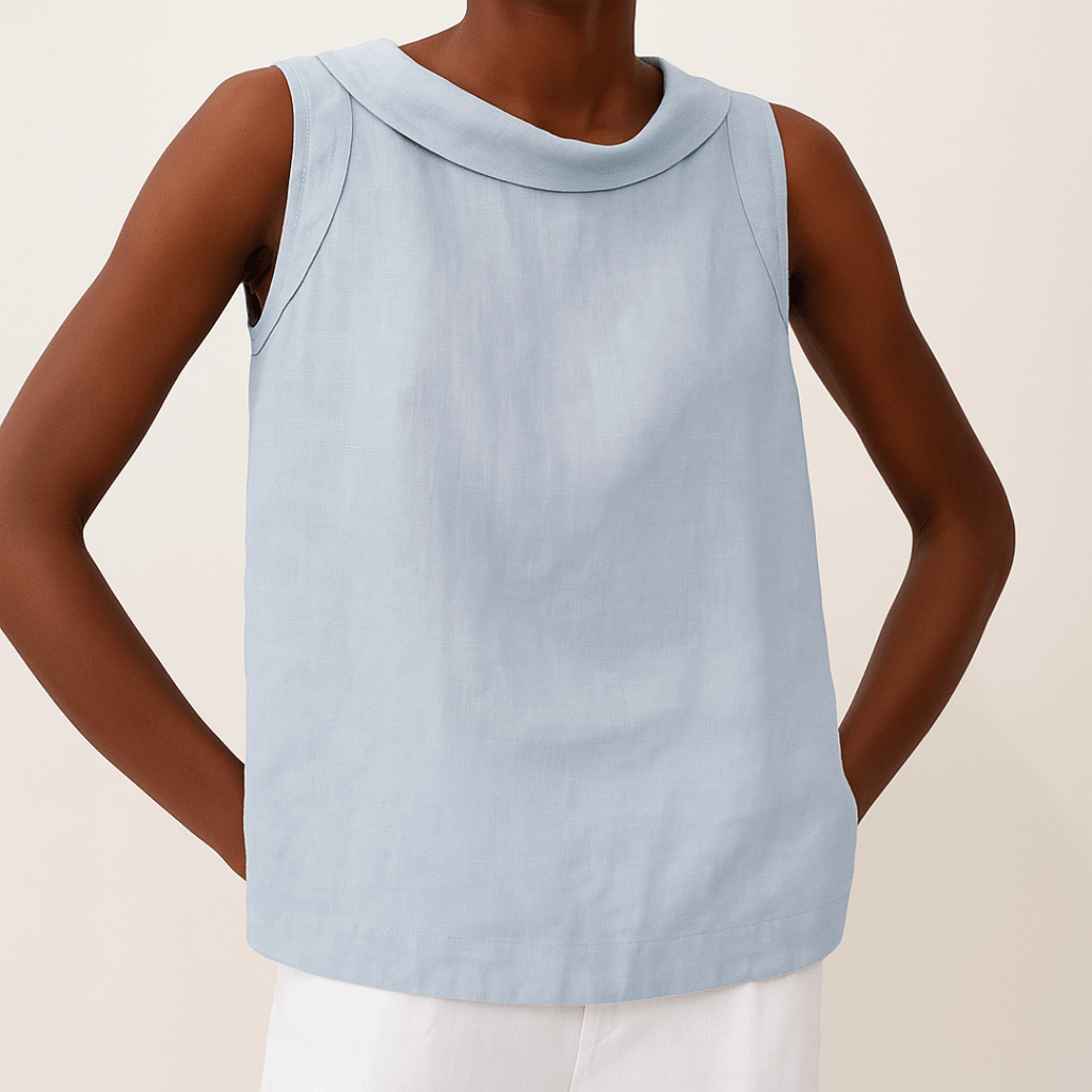 Maria | Sleeveless Roll Collar Top Lightweight Summer Essential - Nalani - Fashion Clothing and Decor