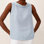 Maria | Sleeveless Roll Collar Top Lightweight Summer Essential - Nalani - Fashion Clothing and Decor