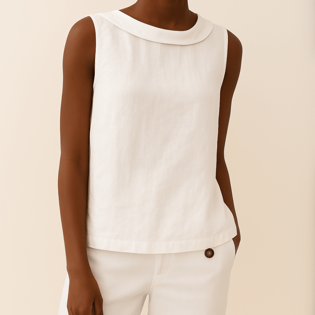 Maria | Sleeveless Roll Collar Top Lightweight Summer Essential - Nalani - Fashion Clothing and Decor