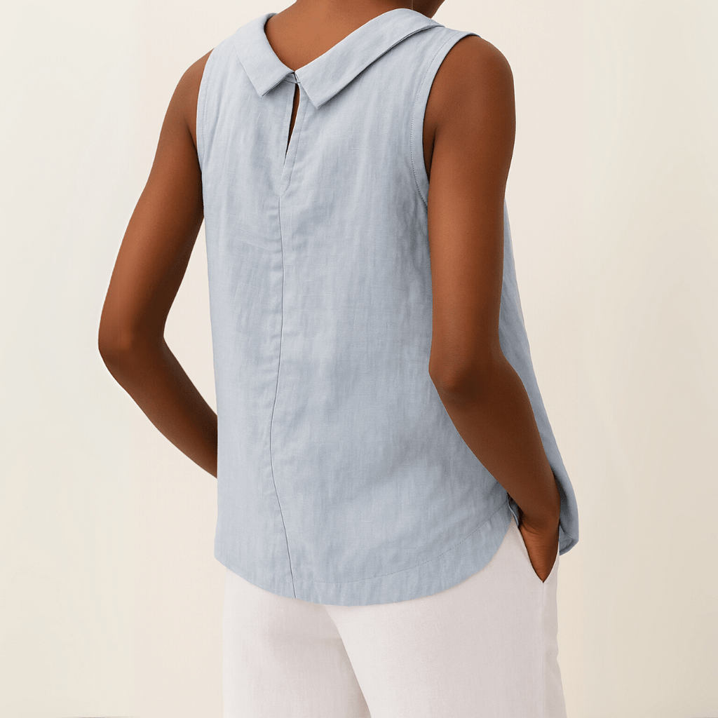 Maria | Sleeveless Roll Collar Top Lightweight Summer Essential - Nalani - Fashion Clothing and Decor