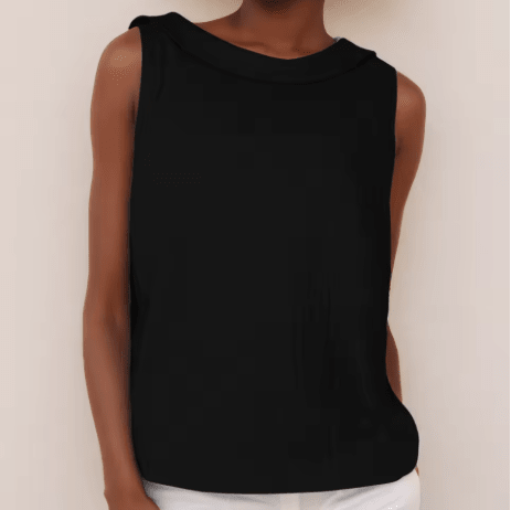 Maria | Sleeveless Roll Collar Top Lightweight Summer Essential - Nalani - Fashion Clothing and Decor