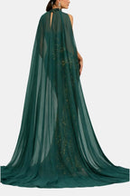 Marina | Sequin Cape Mermaid Evening Dress In Deep Green - Nalani - Fashion Clothing and Decor