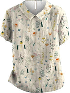 Maris | Short - sleeved women's blouse with collar and floral pattern | Casual - Nalani - Fashion Clothing and Decor