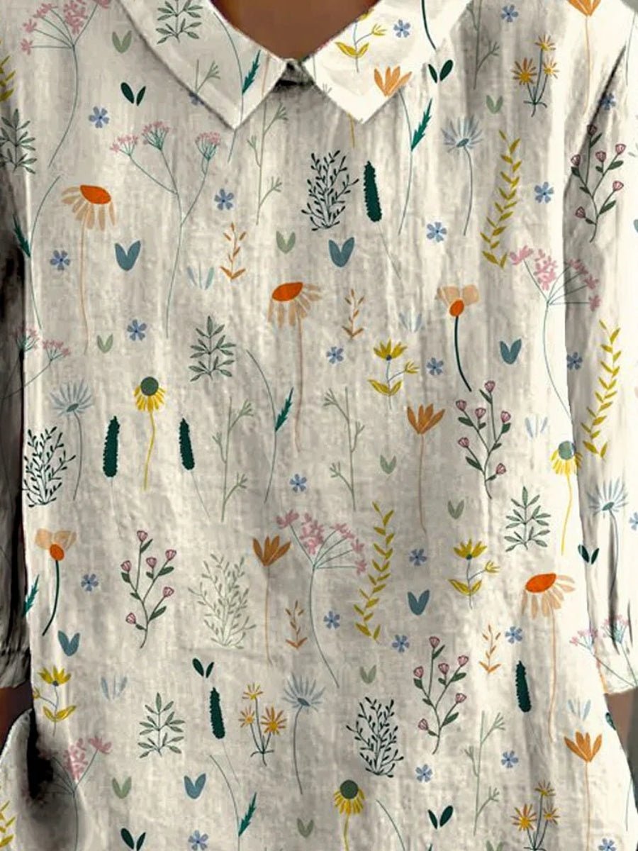 Maris | Short - sleeved women's blouse with collar and floral pattern | Casual - Nalani - Fashion Clothing and Decor