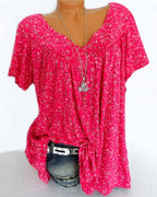 Maris | Women's floral blouse with short sleeves | V - neck - Nalani - Fashion Clothing and Decor