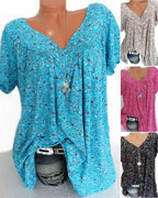 Maris | Women's floral blouse with short sleeves | V - neck - Nalani - Fashion Clothing and Decor