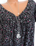 Maris | Women's floral blouse with short sleeves | V - neck - Nalani - Fashion Clothing and Decor