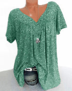 Maris | Women's floral blouse with short sleeves | V - neck - Nalani - Fashion Clothing and Decor