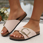 Maris | Women's slip - on sandals with buckle | Double straps - Nalani - Fashion Clothing and Decor