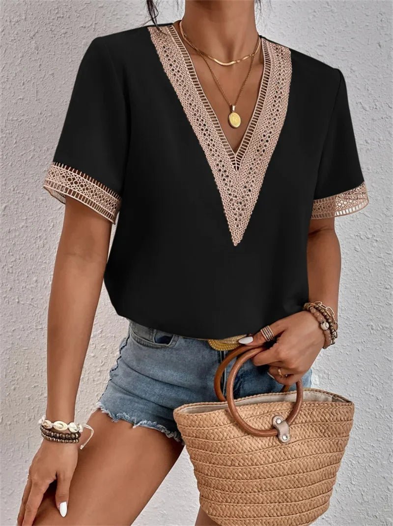 Marlowe Modern V Neck Top For Women With Flattering Fit In Smooth Silky Draping Fabric - Nalani - Fashion Clothing and Decor