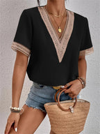 Marlowe Modern V Neck Top For Women With Flattering Fit In Smooth Silky Draping Fabric - Nalani - Fashion Clothing and Decor