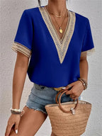 Marlowe Modern V Neck Top For Women With Flattering Fit In Smooth Silky Draping Fabric - Nalani - Fashion Clothing and Decor