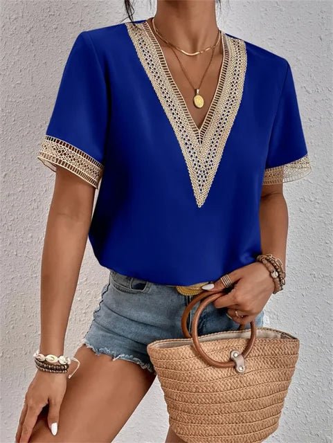 Marlowe Modern V Neck Top For Women With Flattering Fit In Smooth Silky Draping Fabric - Nalani - Fashion Clothing and Decor