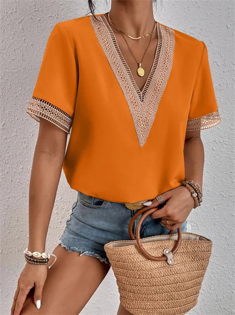 Marlowe Modern V Neck Top For Women With Flattering Fit In Smooth Silky Draping Fabric - Nalani - Fashion Clothing and Decor