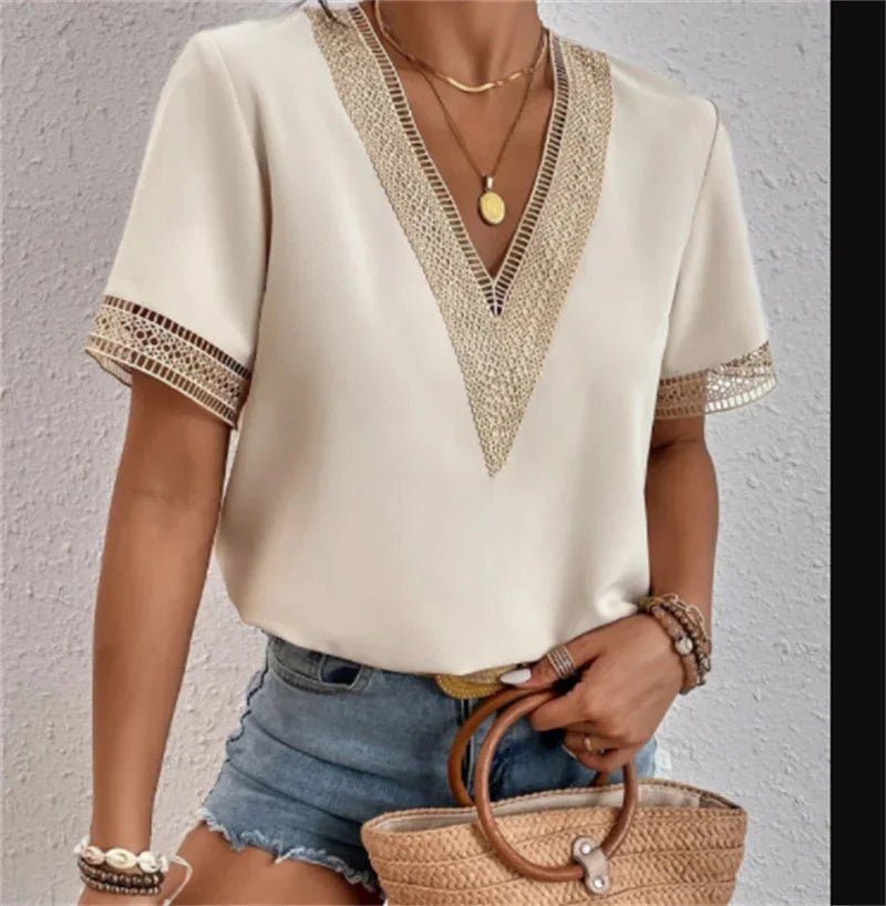 Marlowe Modern V Neck Top For Women With Flattering Fit In Smooth Silky Draping Fabric - Nalani - Fashion Clothing and Decor
