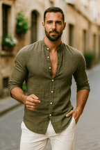 Men’s 3/4 Sleeve Casual Shirt – Relaxed Fit for Effortless Style - Nalani - Fashion Clothing and Decor