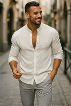 Men’s 3/4 Sleeve Casual Shirt – Relaxed Fit for Effortless Style - Nalani - Fashion Clothing and Decor