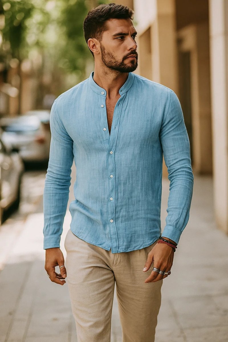 Men’s 3/4 Sleeve Casual Shirt – Relaxed Fit for Effortless Style - Nalani - Fashion Clothing and Decor