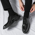 Men’s Black Patent Derby Dress Loafers – Formal Gloss Dress Foot Wear - Nalani - Fashion Clothing and Decor