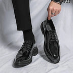 Men’s Black Patent Derby Dress Loafers – Formal Gloss Dress Foot Wear - Nalani - Fashion Clothing and Decor