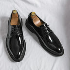 Men’s Black Patent Derby Dress Loafers – Formal Gloss Dress Foot Wear - Nalani - Fashion Clothing and Decor