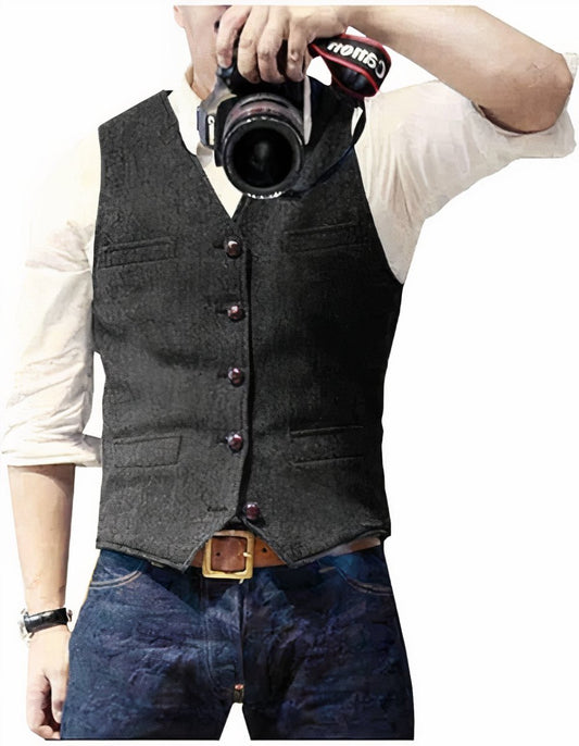 Men's Buttoned Vest With Timeless Style For Classic Outfits - Nalani - UK Fashion Clothing and Decor