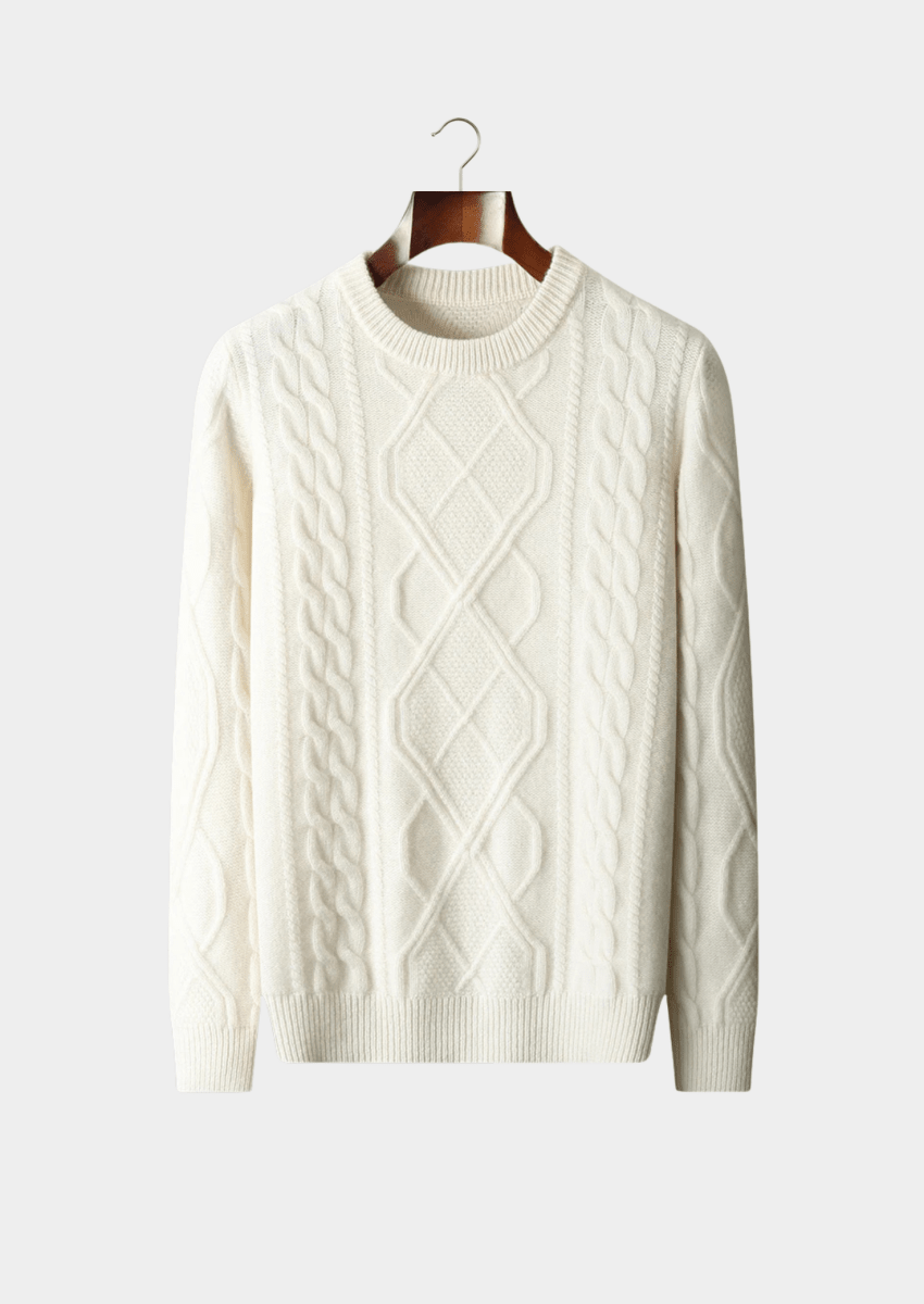 Men's Cable Knit Crew Neck Sweater for Winter Layering - Nalani - UK Fashion Clothing and Decor