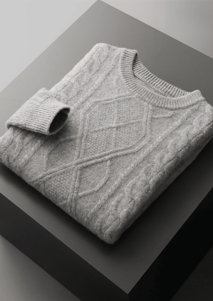 Men's Cable Knit Crew Neck Sweater for Winter Layering - Nalani - UK Fashion Clothing and Decor